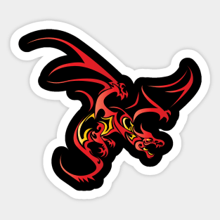 Flying Dragon in Tattoo/Tribal Style, Red Sticker